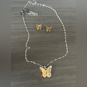 Butterfly Necklace & Earring Set - bought in Italy with Tags still on!